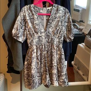 Silver Snakeskin Romper with Button Detail